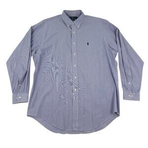 Vintage 90s Ralph Lauren Yarmouth Stripe Cotton Button Down Shirt 16.5
